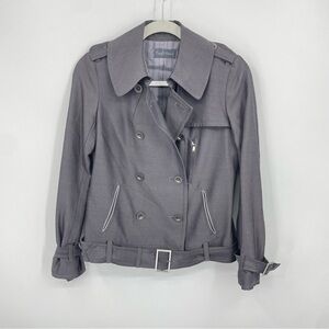 Zadig & Voltaire short trench coat double breasted belted Sz 36 US S